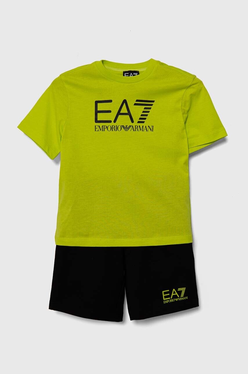 

Детский комплект из хлопка EA7 Emporio Armani цвет зелёный