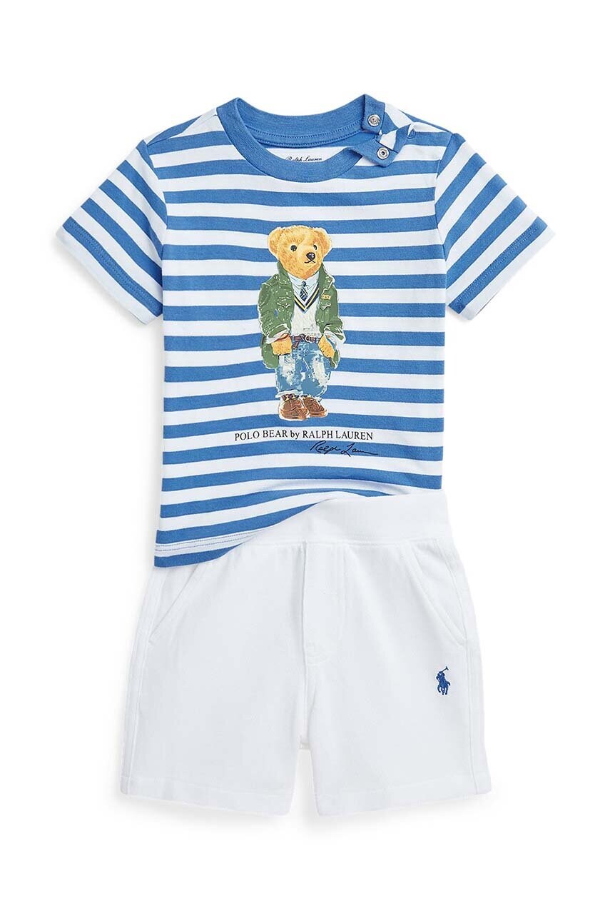 

Бебешки памучен комплект Polo Ralph Lauren в синьо, Син