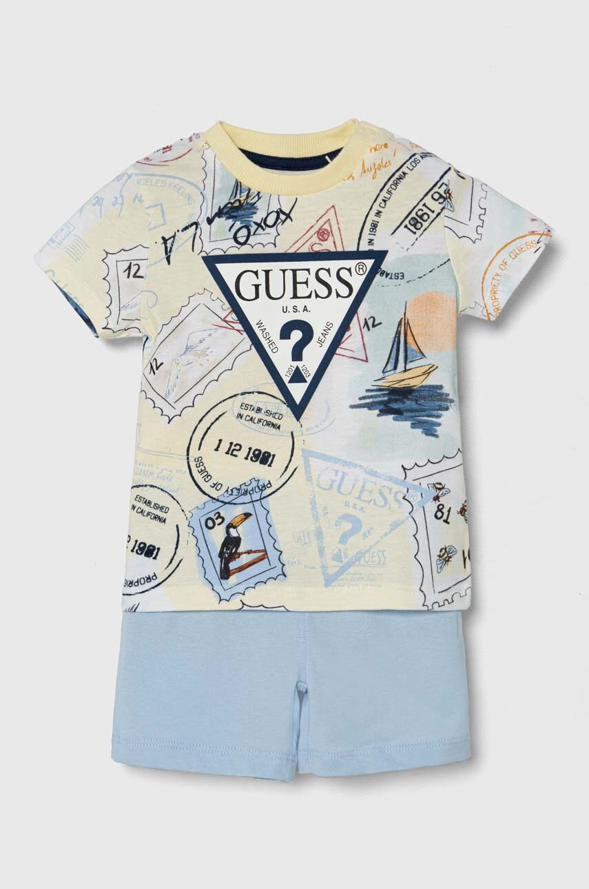 

Бебешки памучен комплект Guess в синьо, Син