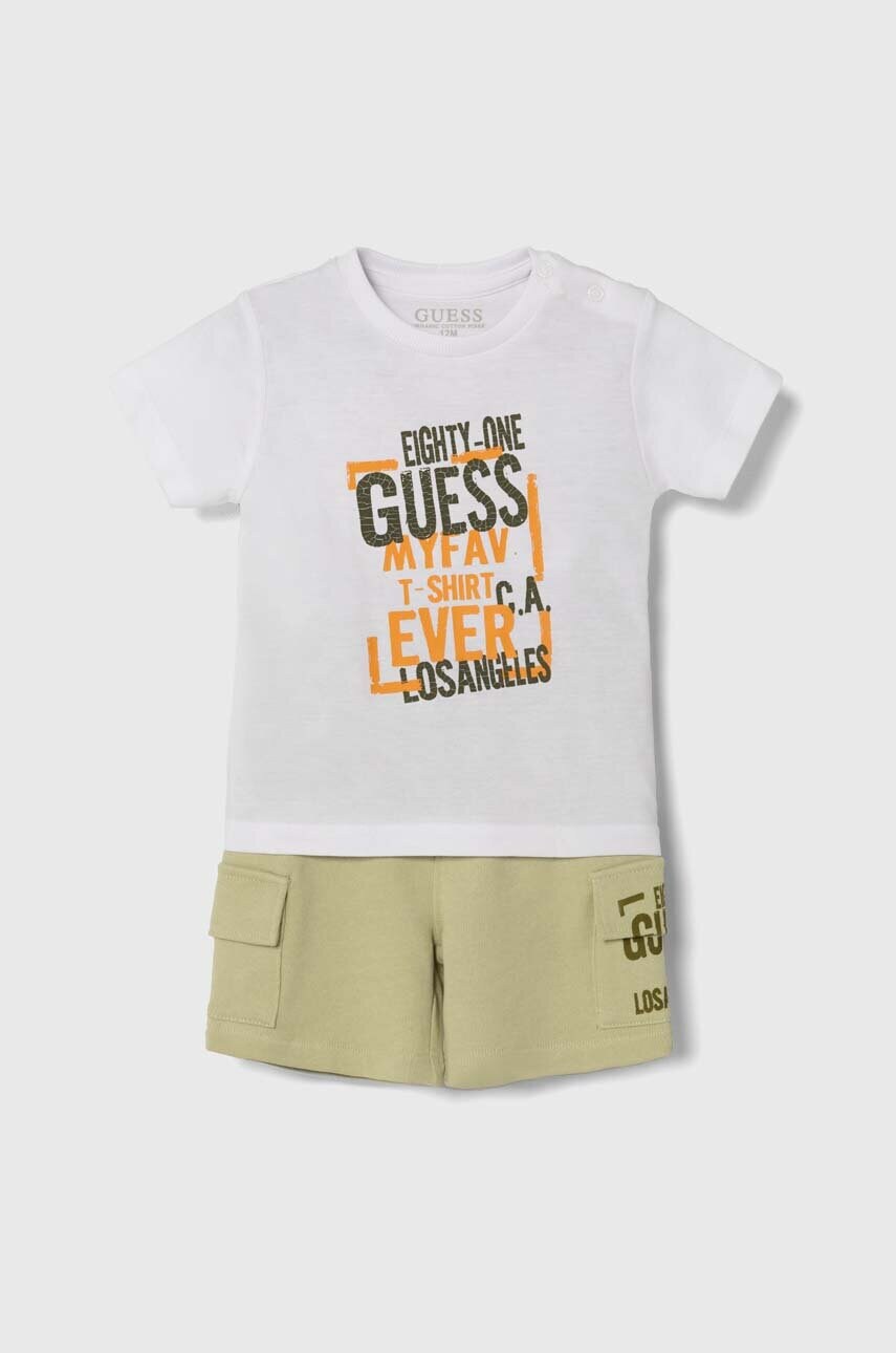 

Бебешки памучен комплект Guess в бяло, Бял