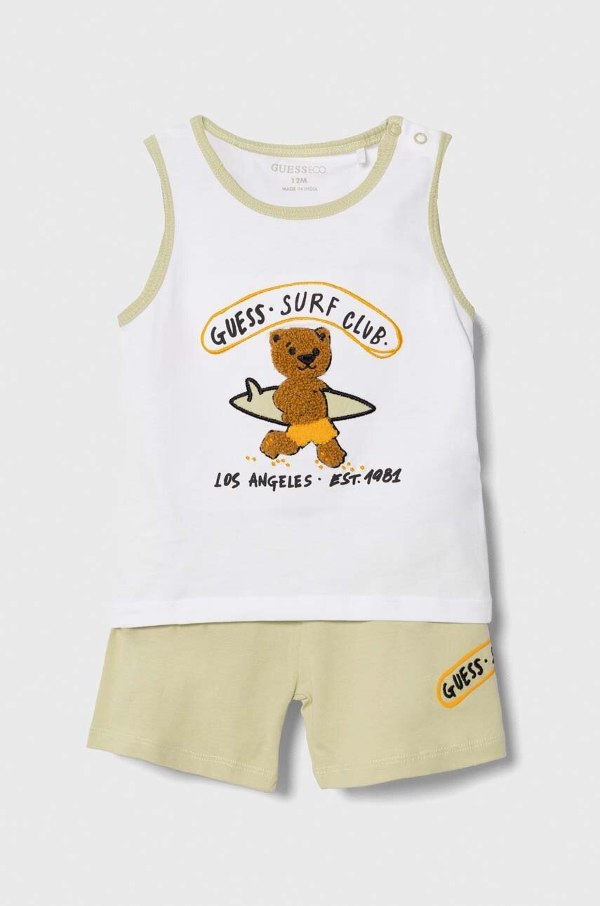 

Бебешки памучен комплект Guess в бяло, Бял