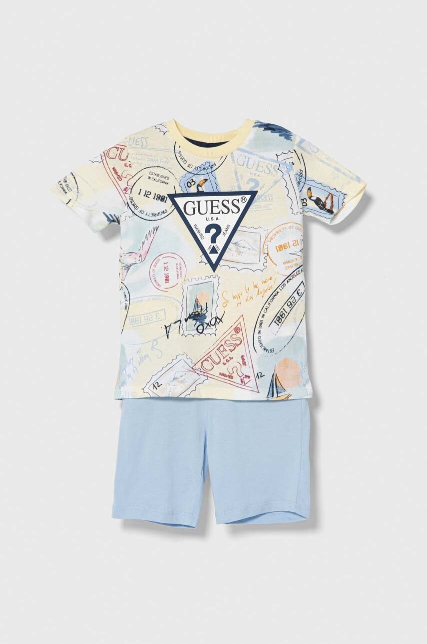 

Детски памучен комплект Guess в синьо, Син
