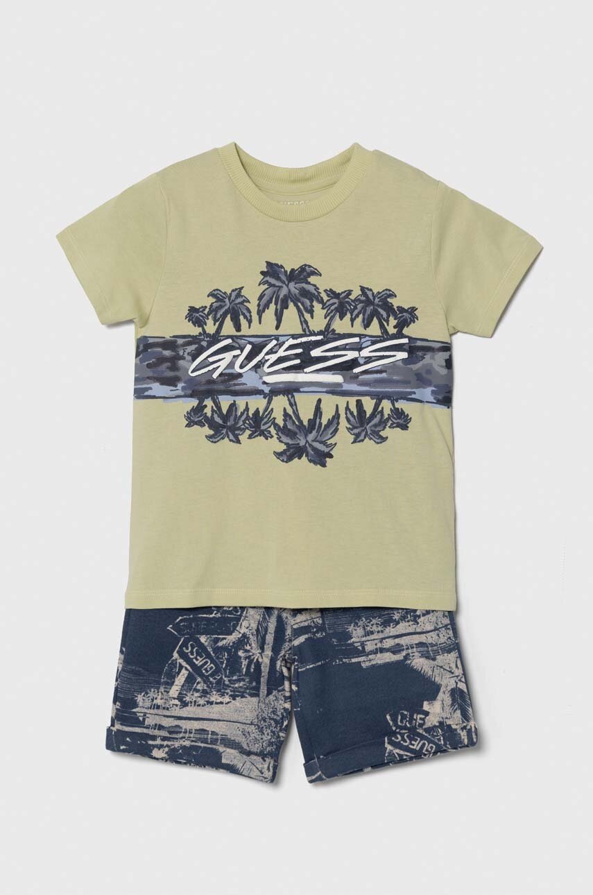 

Детски памучен комплект Guess в зелено, Зелен