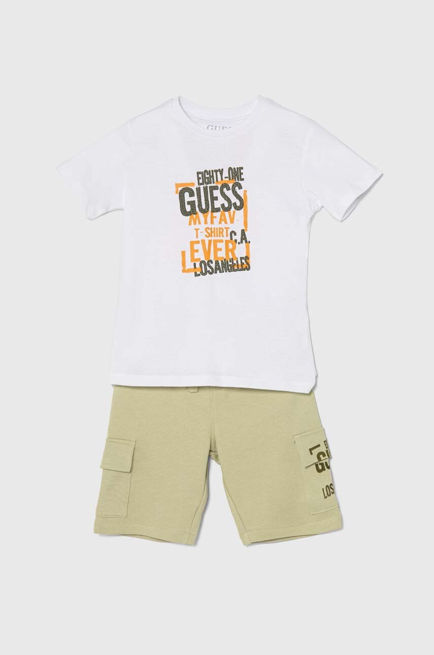 

Детски памучен комплект Guess в бяло, Бял