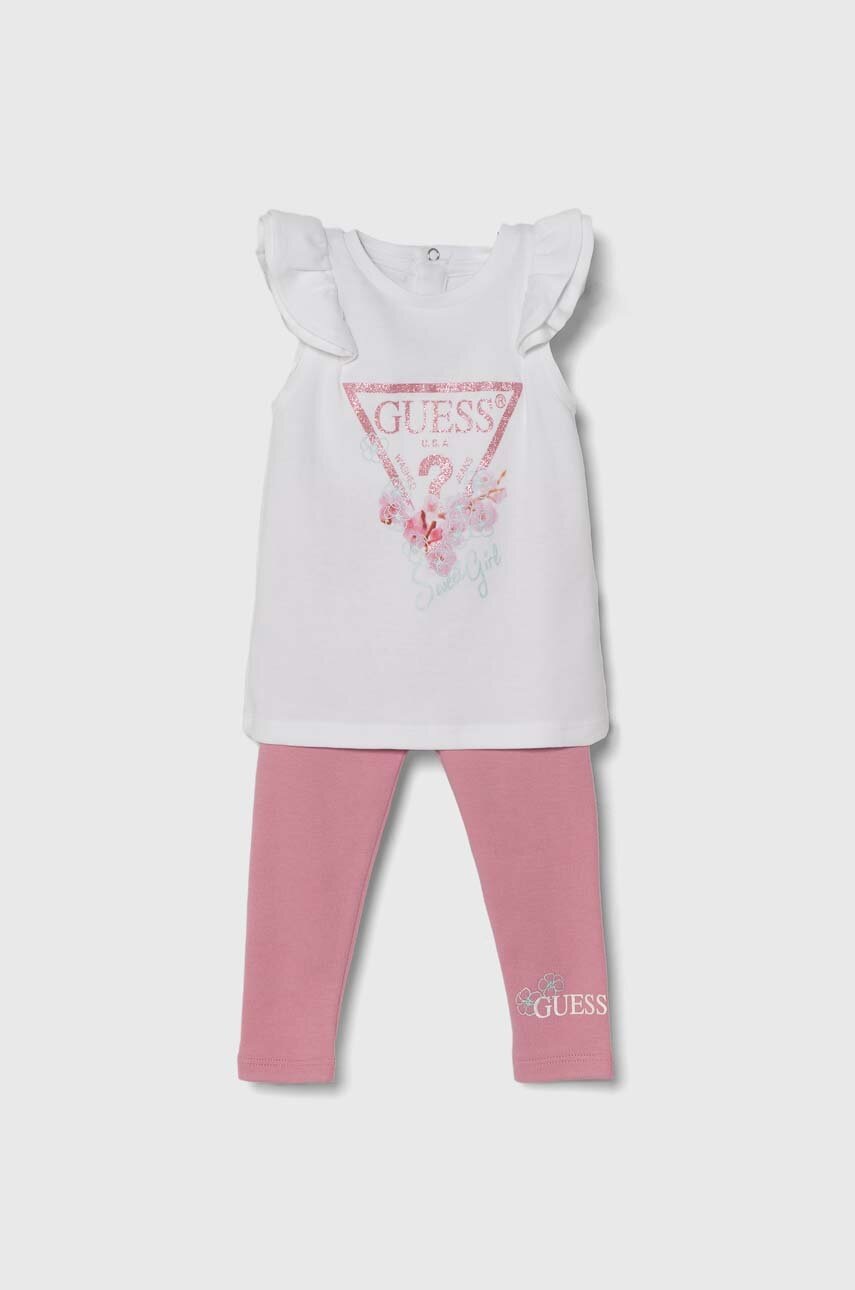 

Бебешки памучен комплект Guess в бяло, Бял