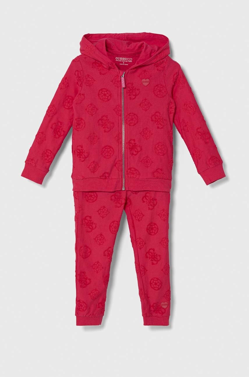 

Дитячий бавовняний спортивний костюм Guess колір рожевий