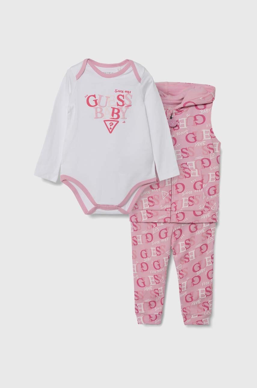 

Комплект за бебета Guess в розово, Розов