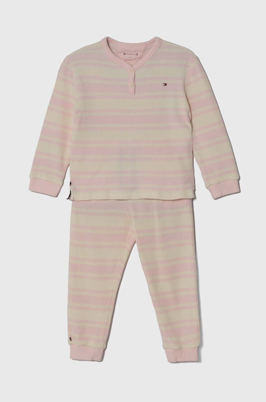 Levně Dětská bavlněná souprava Tommy Hilfiger růžová barva