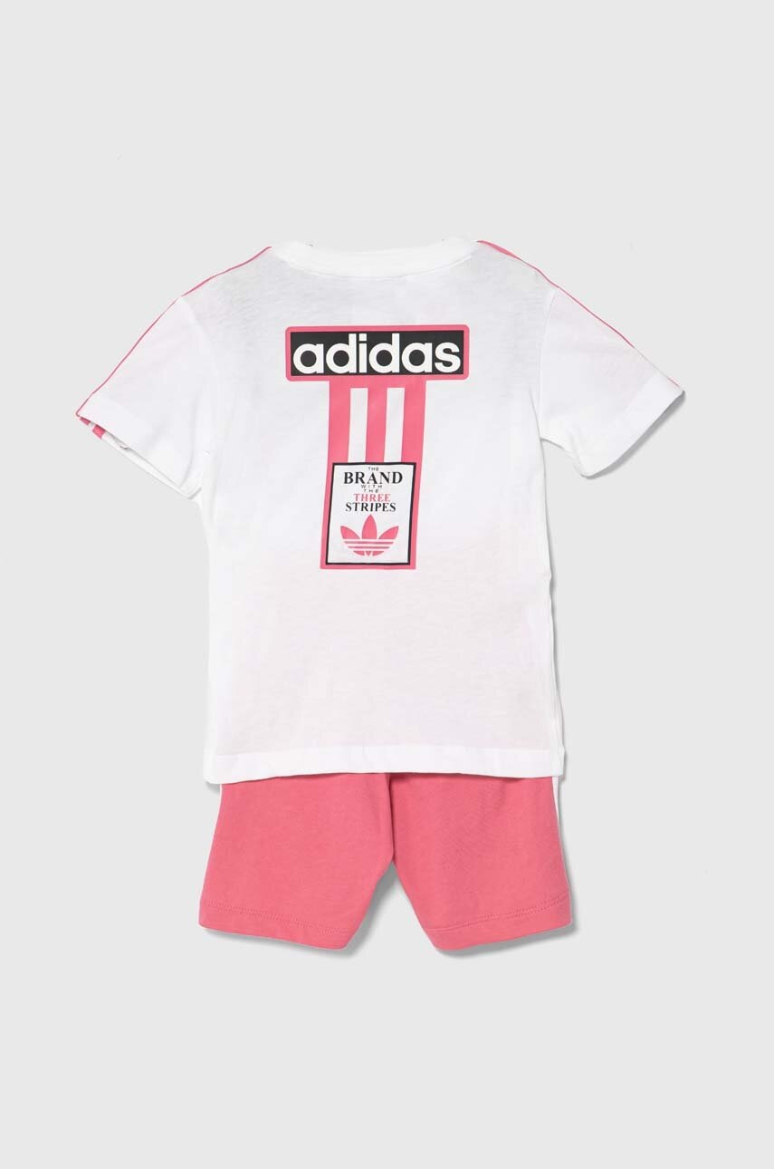 Дитячий бавовняний комплект adidas Originals колір рожевий