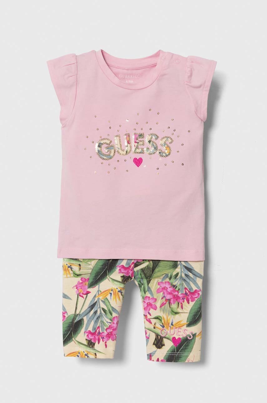 

Комплект за бебета Guess в розово, Розов