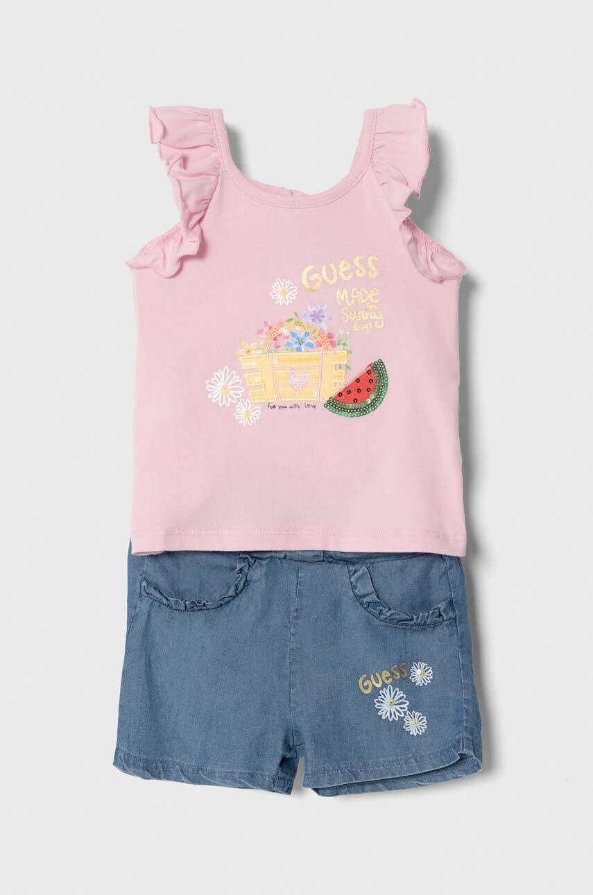 

Комплект за бебета Guess в розово, Розов