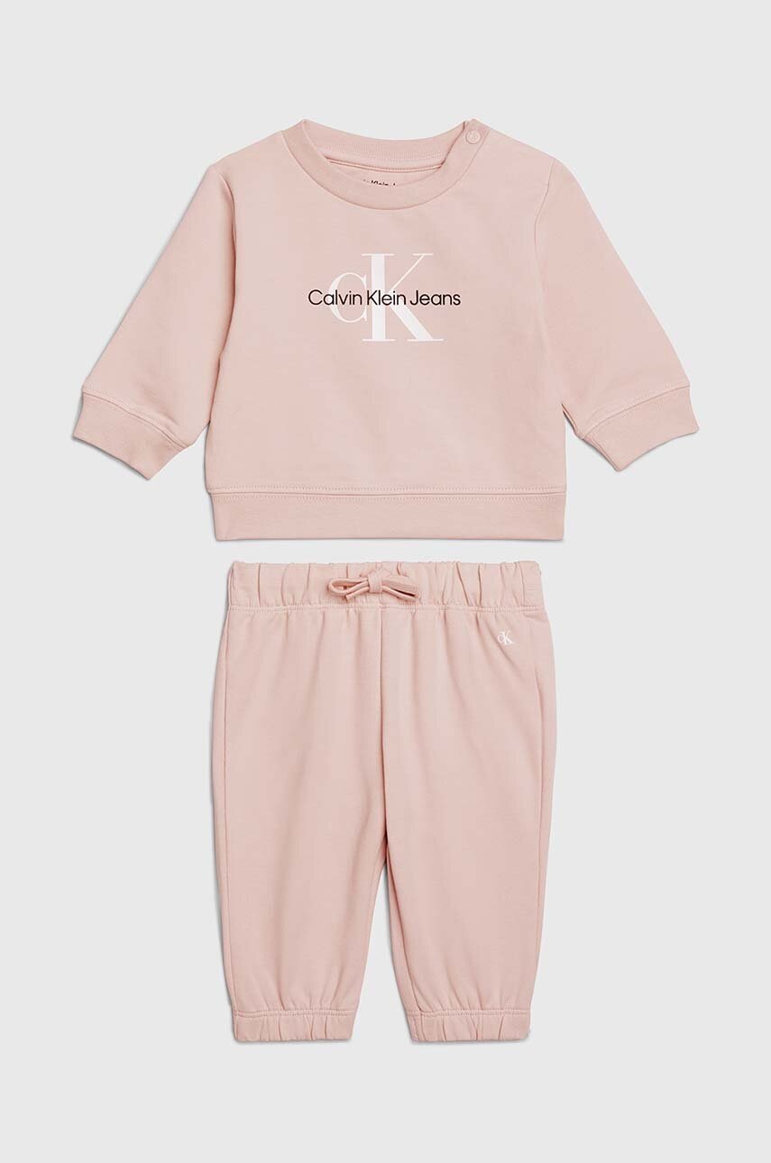 

Детски анцуг Calvin Klein Jeans в розово, Розов