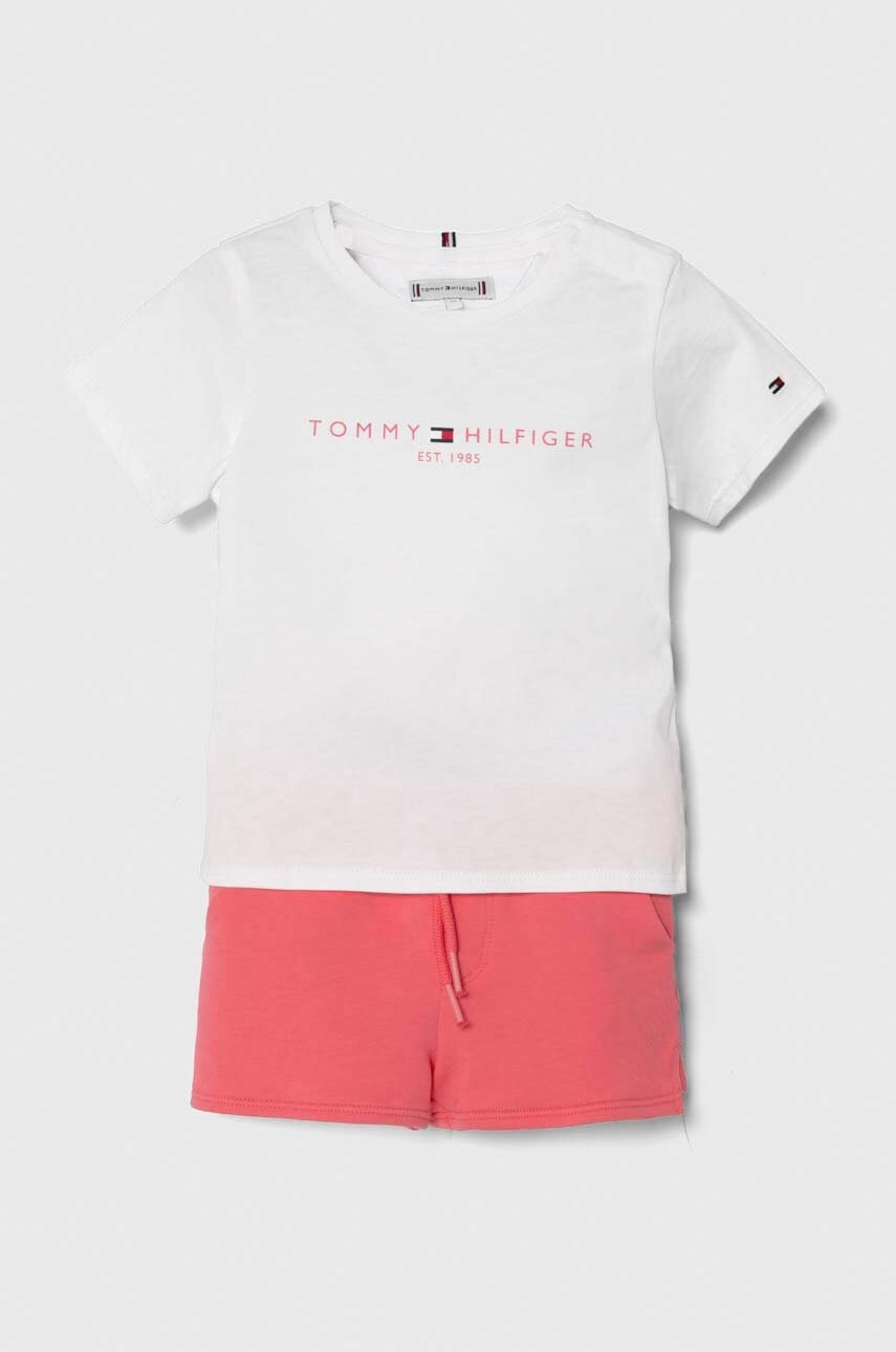 

Бебешки памучен комплект Tommy Hilfiger в розово, Розов