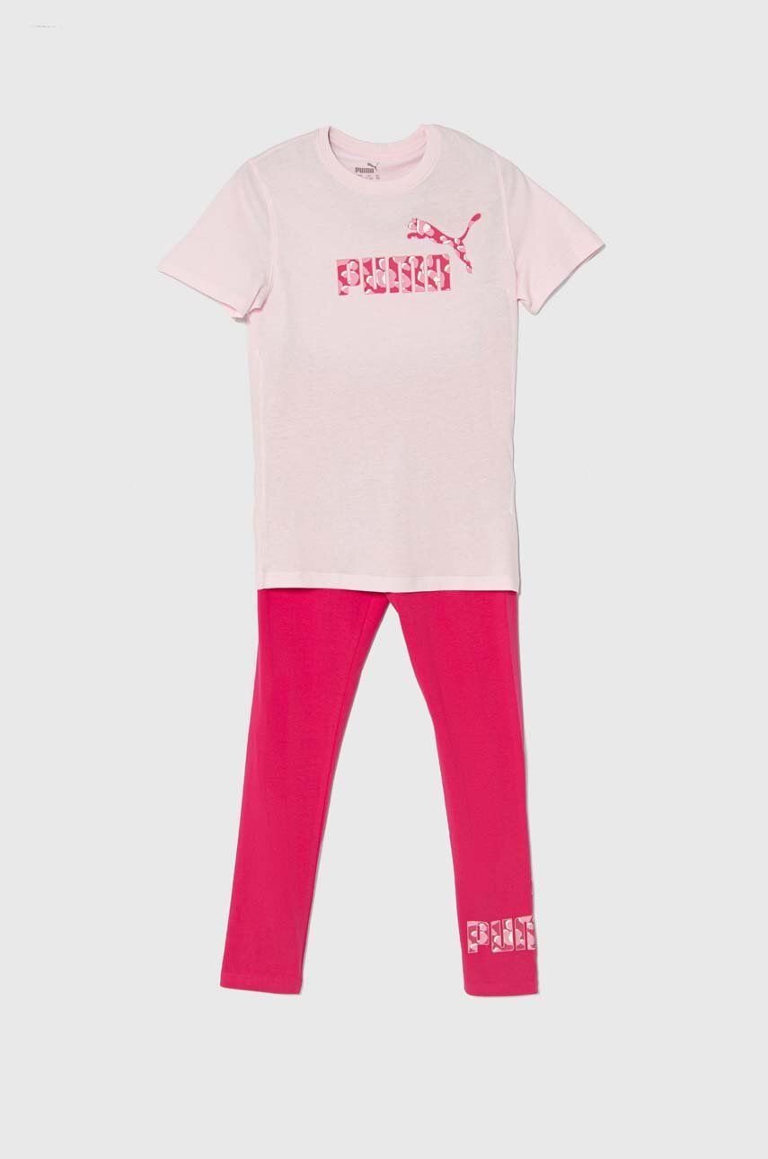 Puma set de bumbac pentru copii ANIMAL & Leggings Set G culoarea roz