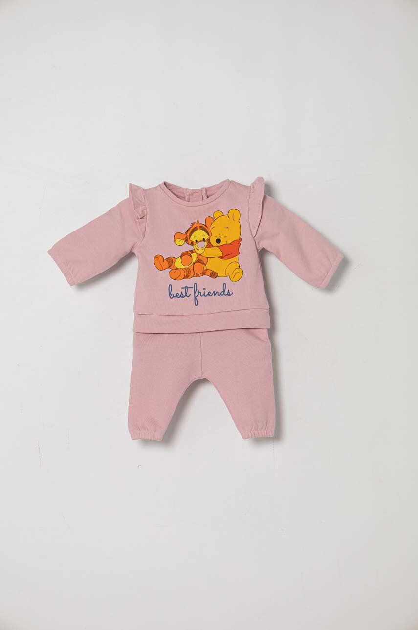 Levně Bavlněná tepláková souprava pro miminka zippy x Disney růžová barva