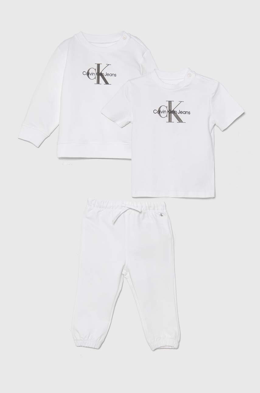 

Бебешки памучен комплект Calvin Klein Jeans в бяло, Бял