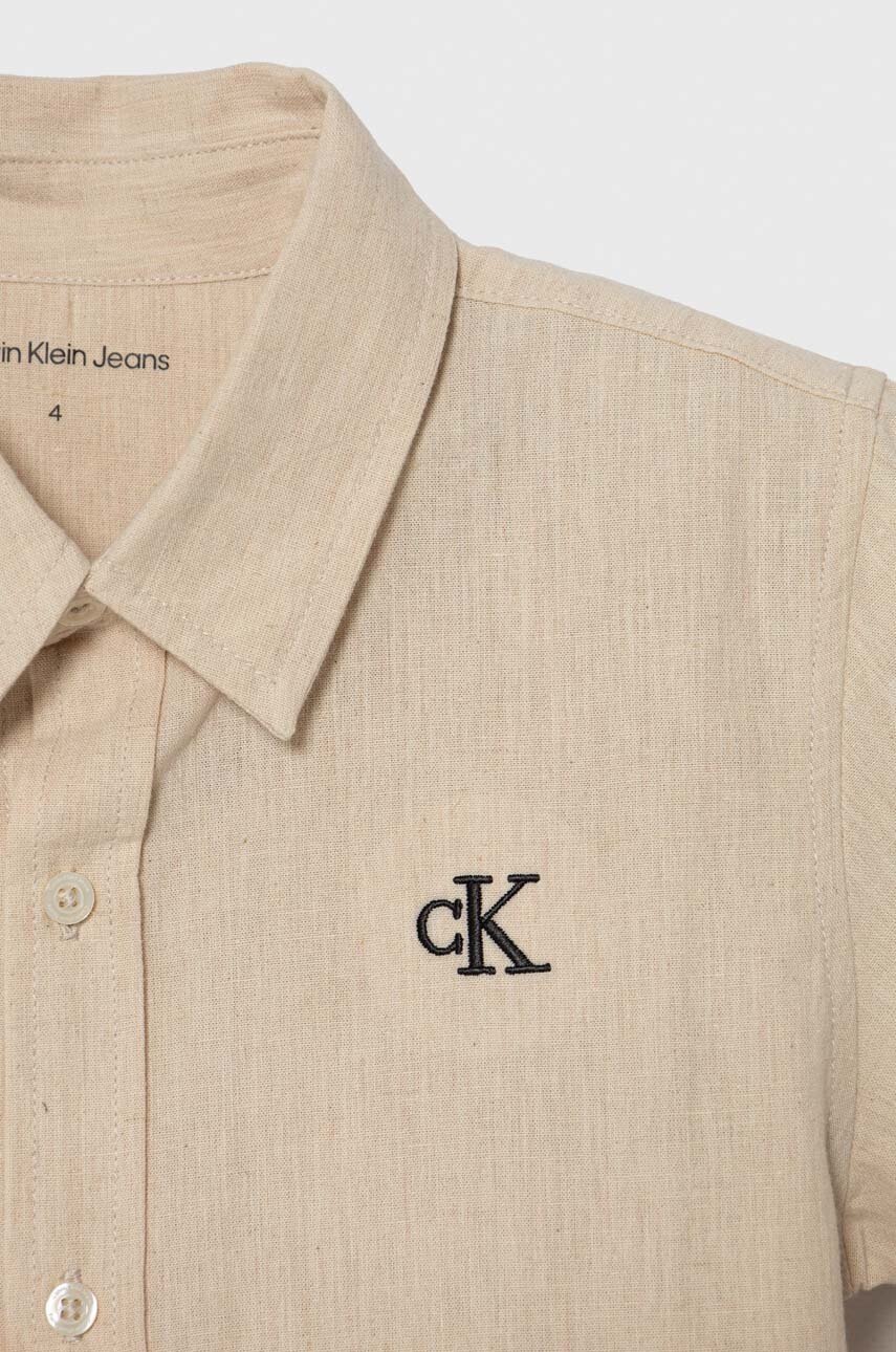 Дитячий комплект з домішкою льону Calvin Klein Jeans колір бежевий