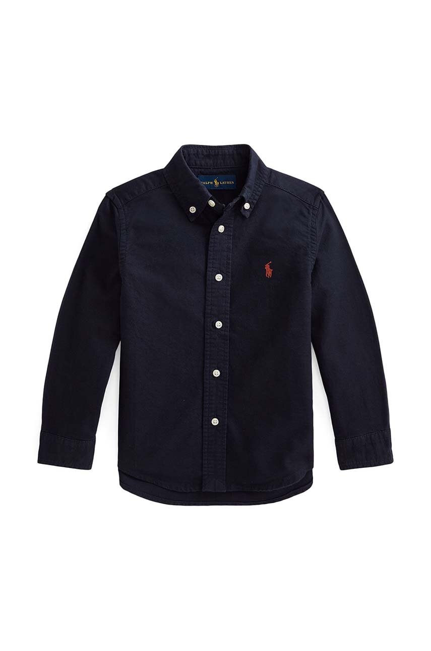 

Детская хлопковая рубашка Polo Ralph Lauren цвет чёрный