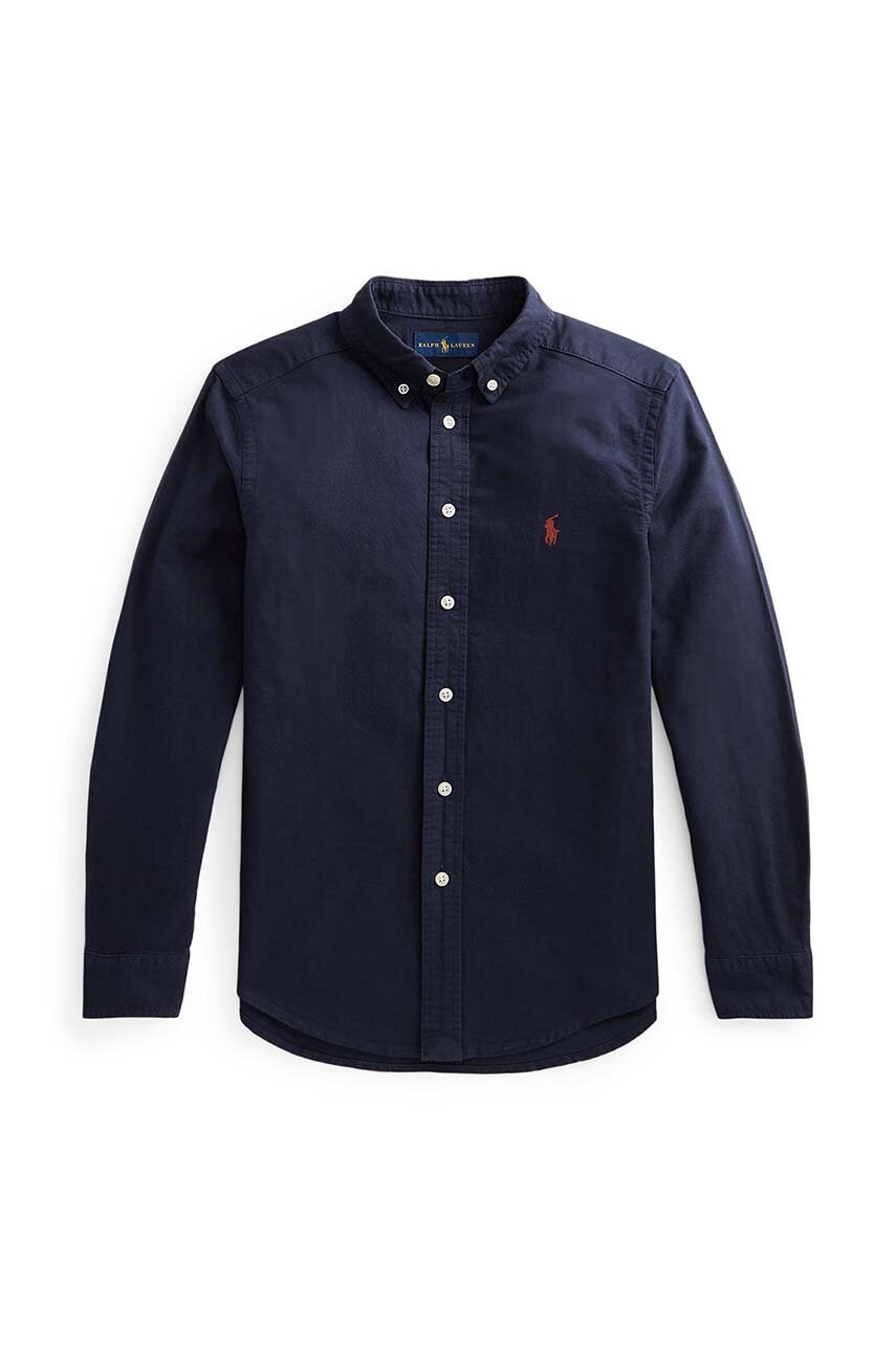 

Детска памучна риза Polo Ralph Lauren в тъмносиньо, Тъмносин