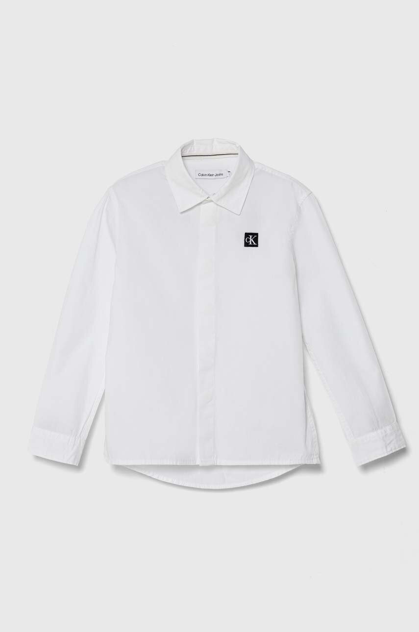 

Детска памучна риза Calvin Klein Jeans в бяло, Бял