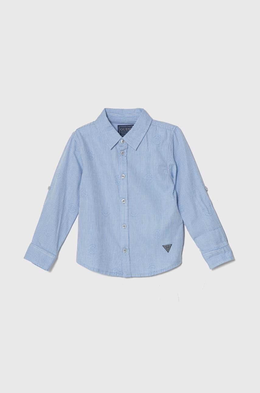 

Детска памучна риза Guess в синьо, Син