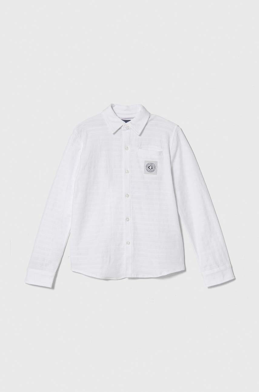 

Детска памучна риза Guess в бяло, Бял