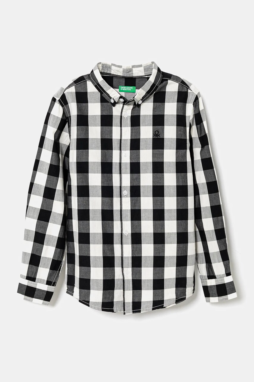 United Colors of Benetton camasa de bumbac pentru copii culoarea negru