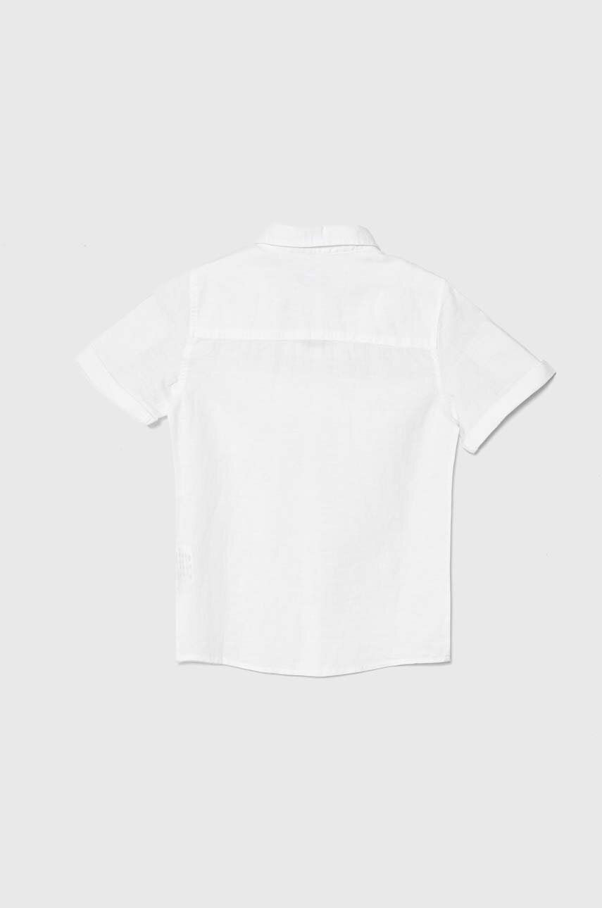 Детская льняная рубашка United Colors of Benetton цвет белый Детская льняная рубашка United Colors of Benetton цвет белый