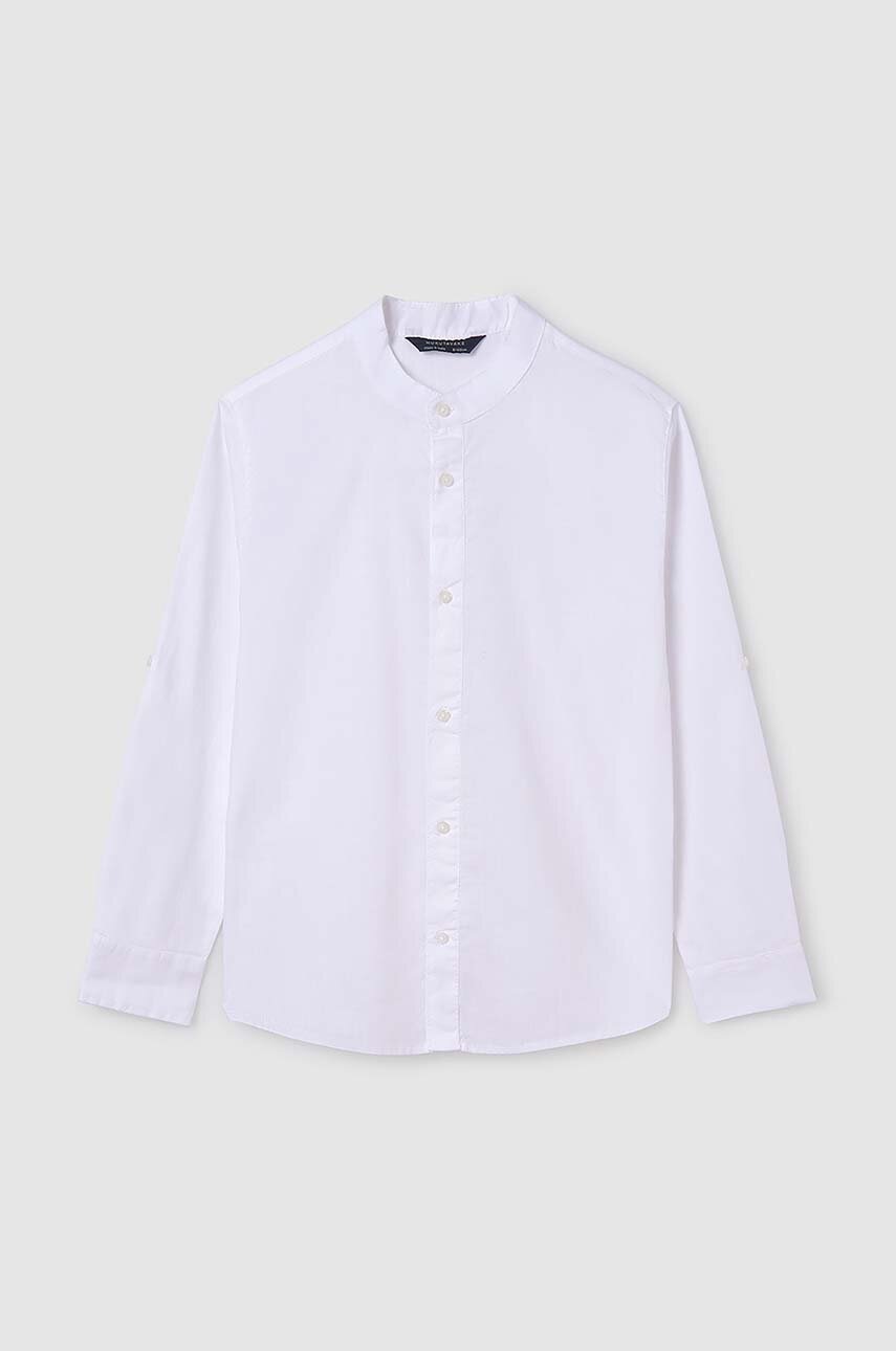 Детская хлопковая рубашка Mayoral цвет белый Детская хлопковая рубашка Mayoral цвет белый