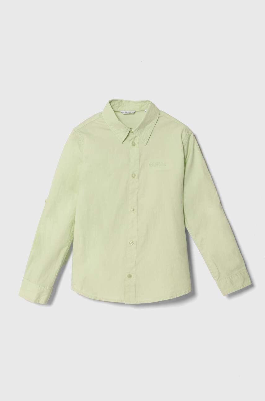 Levně Dětská košile Guess zelená barva