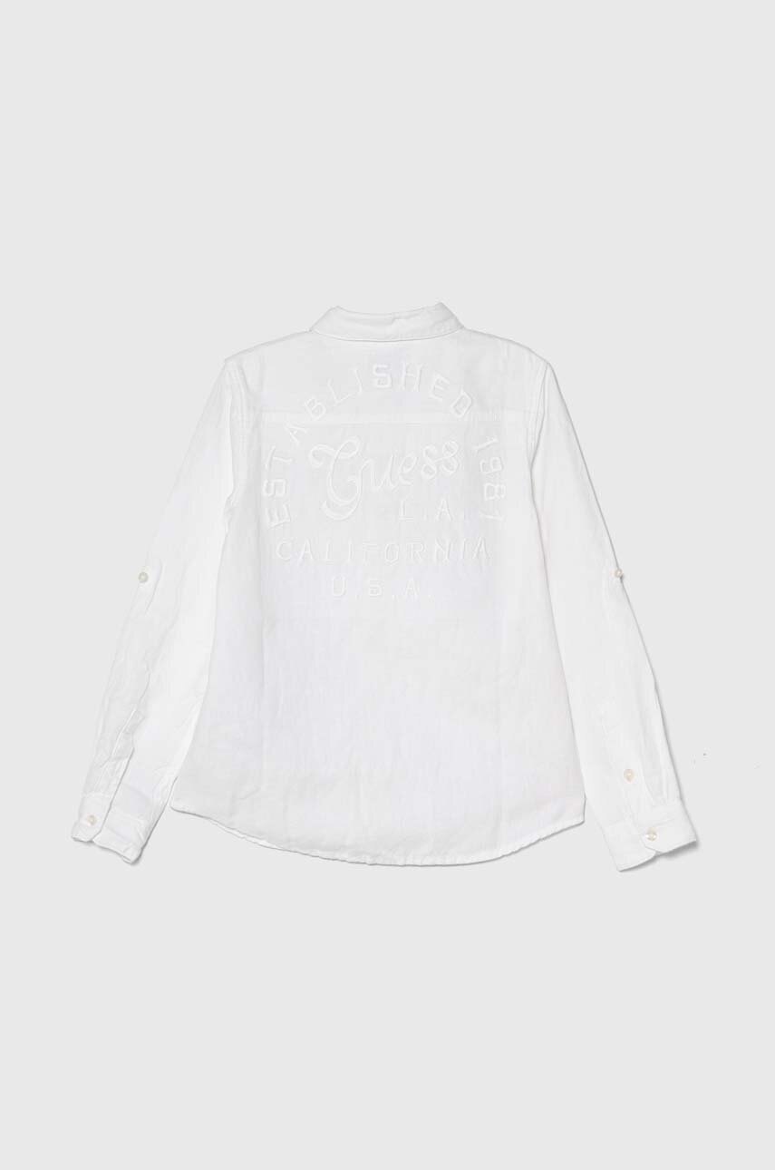 Дитяча сорочка з домішкою льну Guess колір білий в Івано-Франковську Дитяча сорочка з домішкою льну Guess колір білий в Івано-Франковську