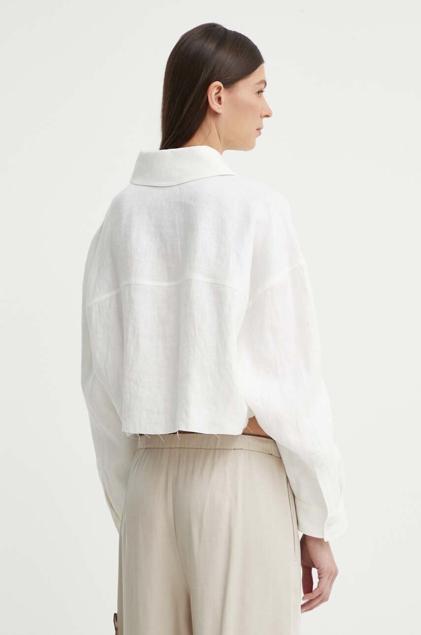 Πουκάμισο από λινό Drykorn DANU χρώμα: μπεζ, 126086 87505 φωτογραφία