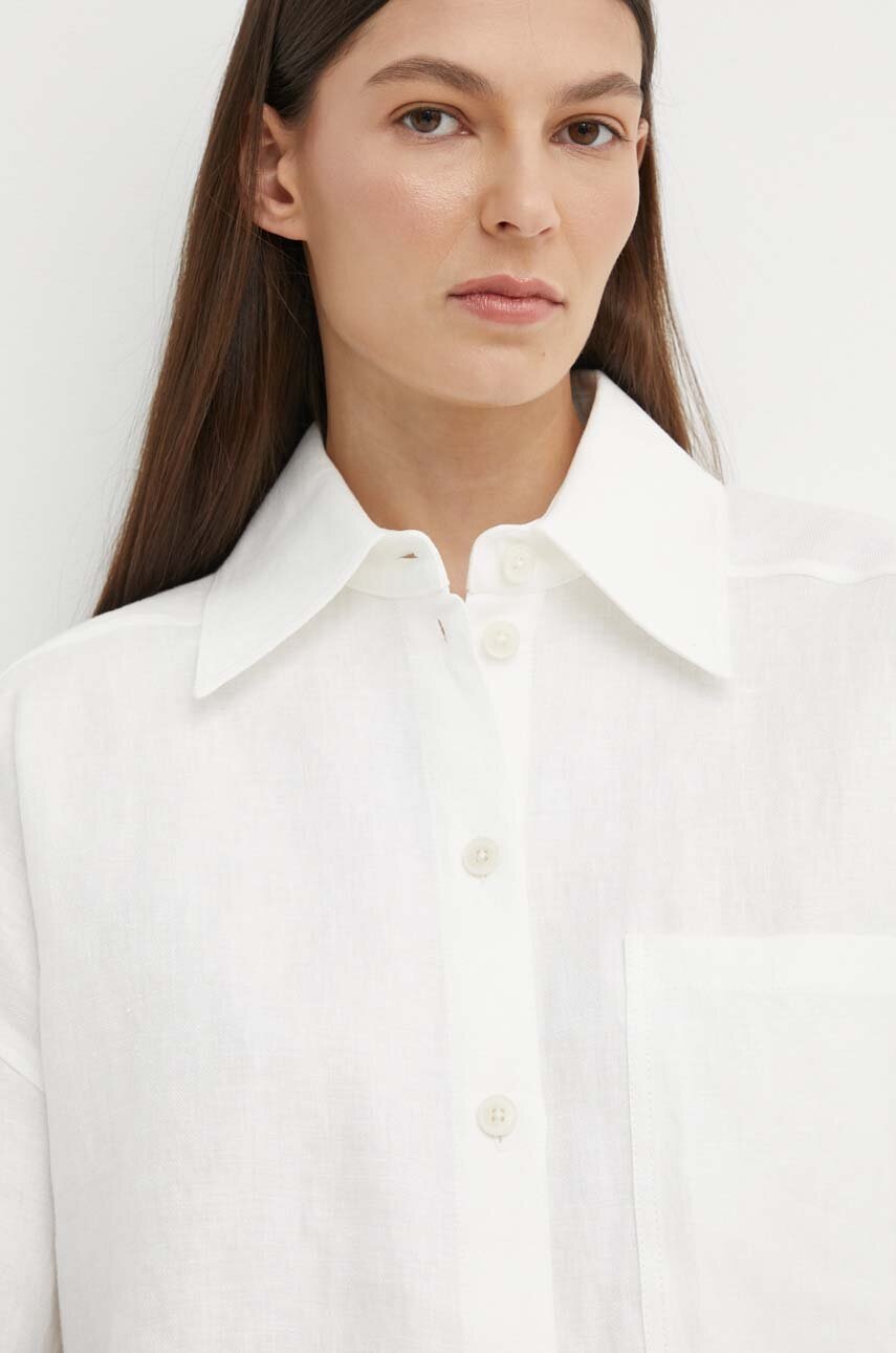 Πουκάμισο από λινό Drykorn DANU χρώμα: μπεζ, 126086 87505 φωτογραφία