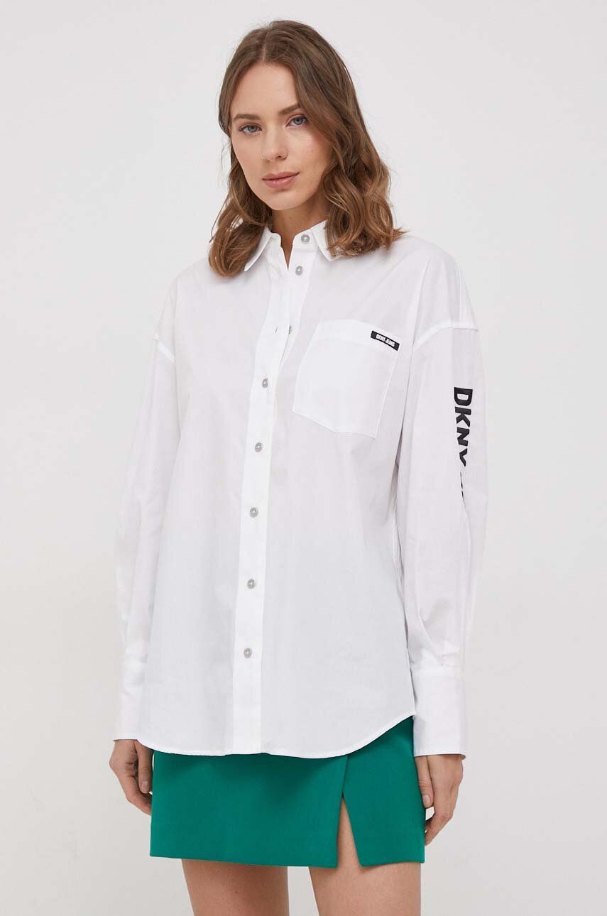 Levně Košile Dkny bílá barva, relaxed, s klasickým límcem, E31M1RDM