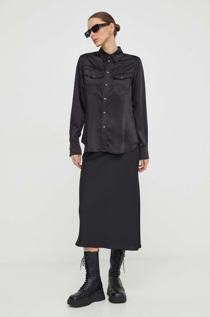 Πουκάμισο G-Star χρώμα: μαύρο φωτογραφία