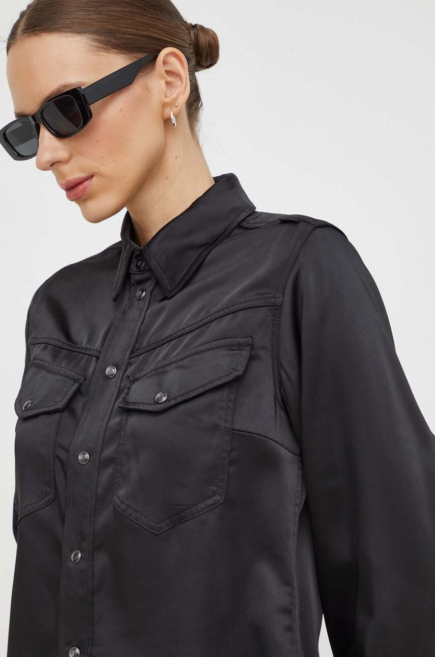 Πουκάμισο G-Star χρώμα: μαύρο φωτογραφία