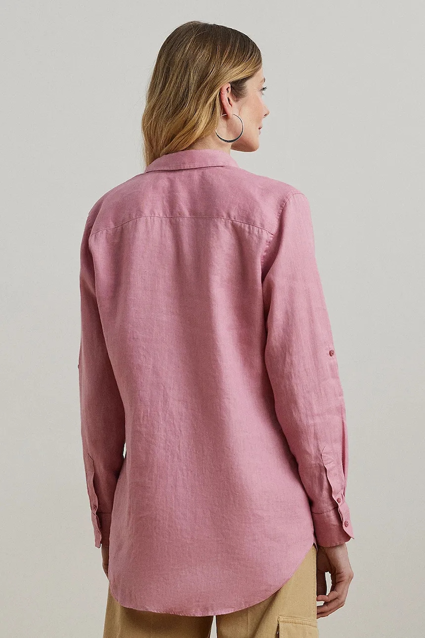 Льняная рубашка Lauren Ralph Lauren regular классический воротник 200782777 Льняная рубашка Lauren Ralph Lauren regular классический воротник 200782777