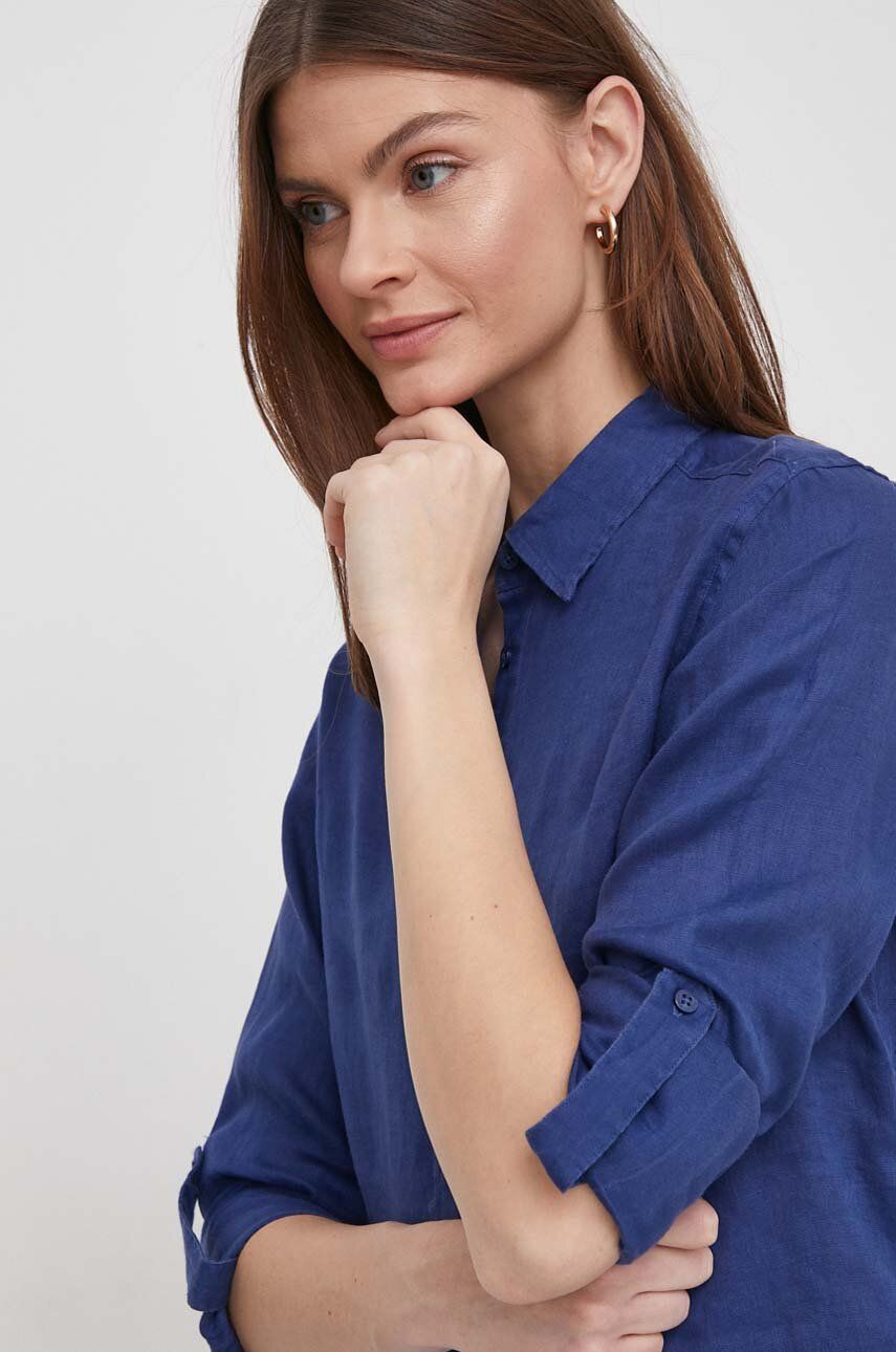 Levně Lněná košile Lauren Ralph Lauren regular, s klasickým límcem, 200782777