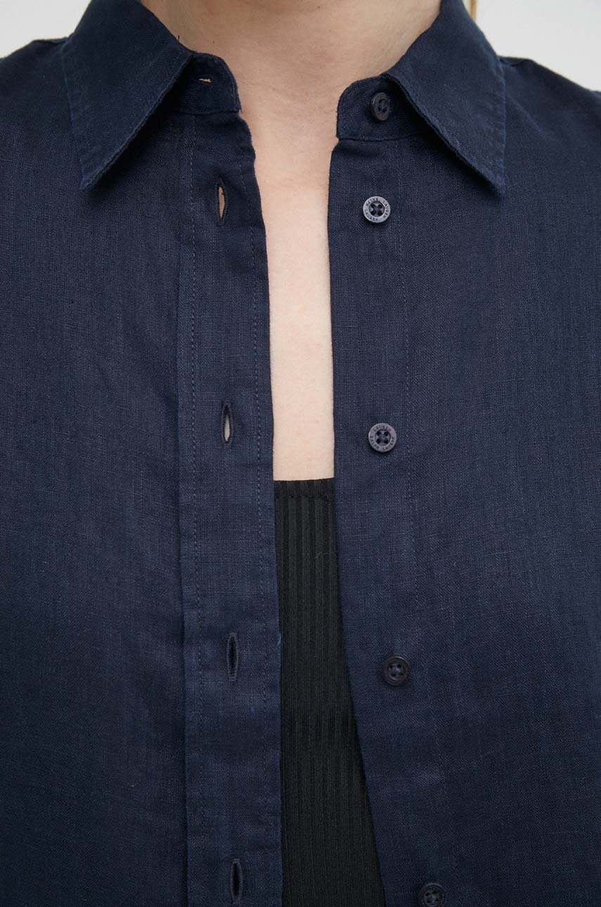 Πουκάμισο από λινό Lauren Ralph Lauren χρώμα: ναυτικό μπλε φωτογραφία