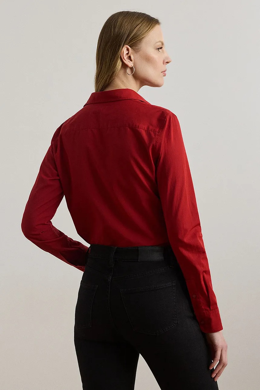 Хлопковая рубашка Lauren Ralph Lauren цвет красный regular классический воротник 200925378