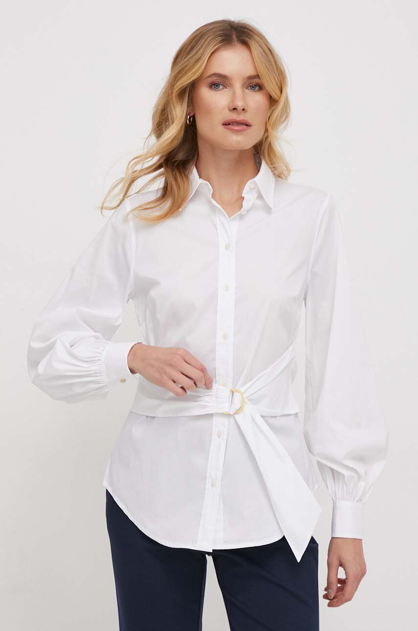 Levně Košile Lauren Ralph Lauren dámská, bílá barva, regular, s klasickým límcem, 200925446