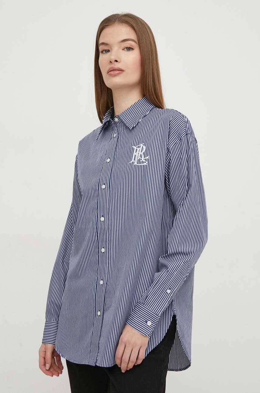 Bavlněná košile Lauren Ralph Lauren tmavomodrá barva, regular, s klasickým límcem, 200928499