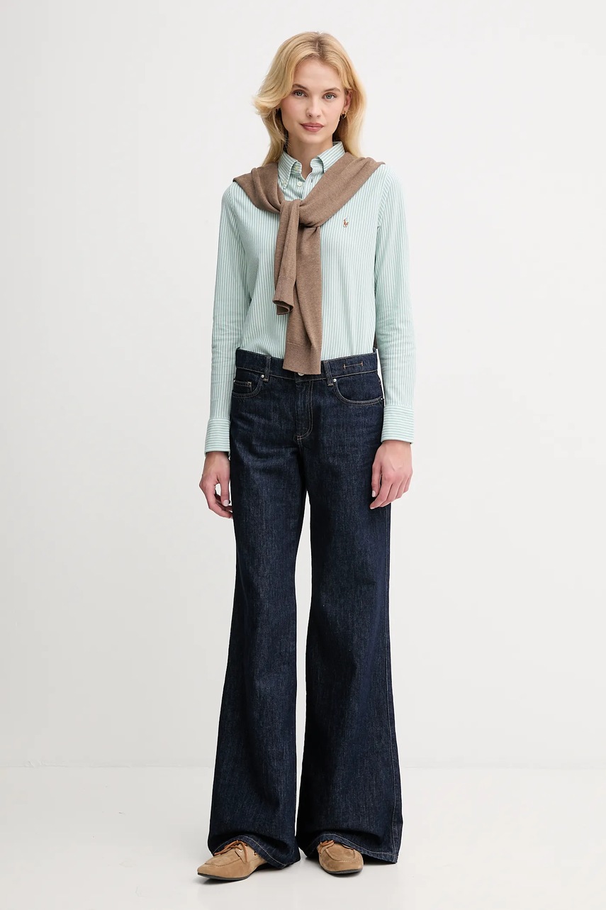 Хлопковая рубашка Polo Ralph Lauren цвет белый slim классический воротник 211910131