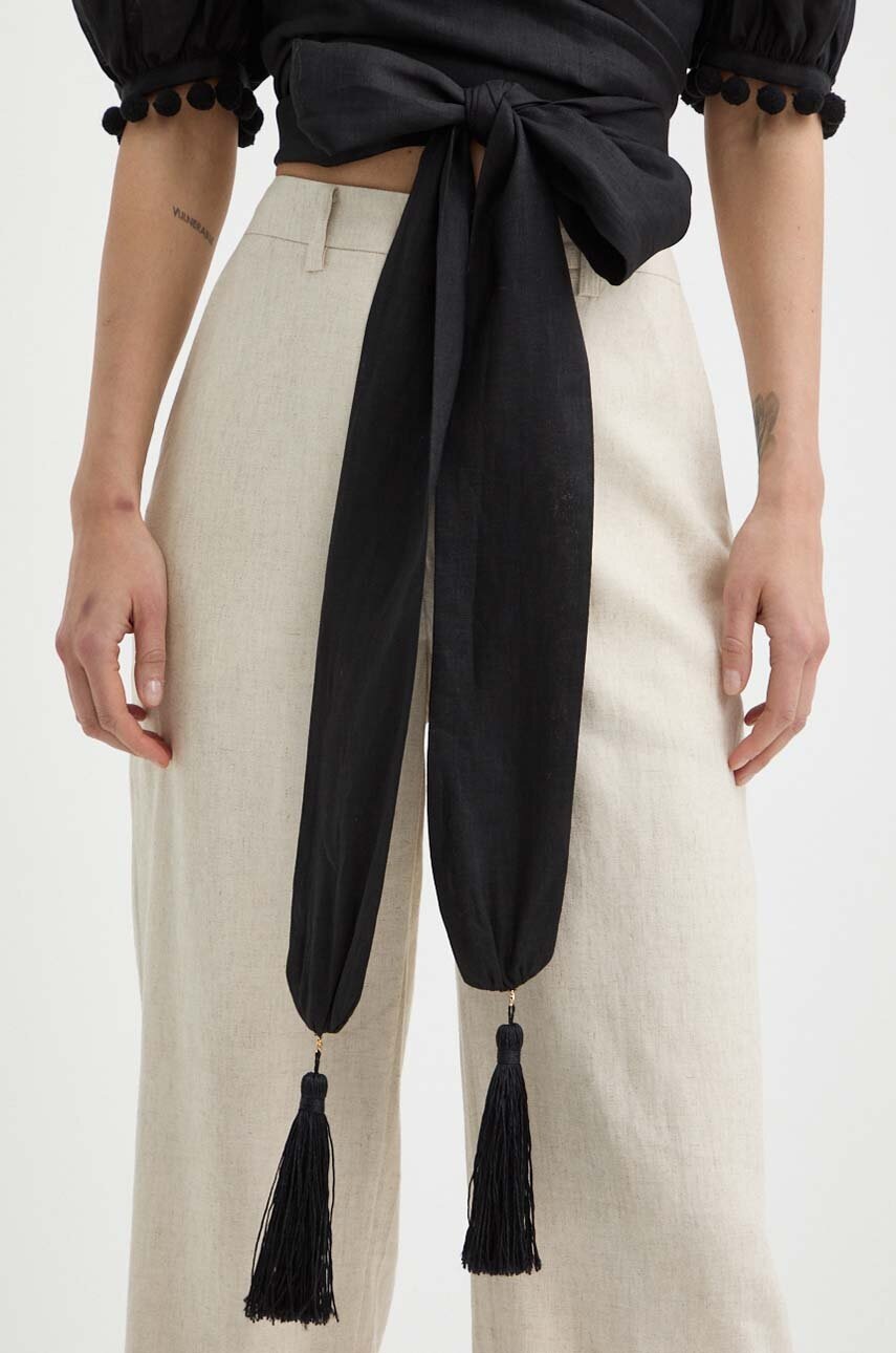 Πουκάμισο από λινό Luisa Spagnoli RUNWAY COLLECTIONRUNWAY COLLECTION χρώμα: μαύρο, 541141 541141 φωτογραφία