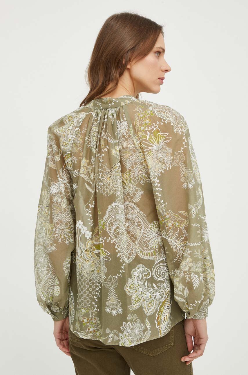 Μεταξωτό πουκάμισο Luisa Spagnoli χρώμα: πράσινο φωτογραφία