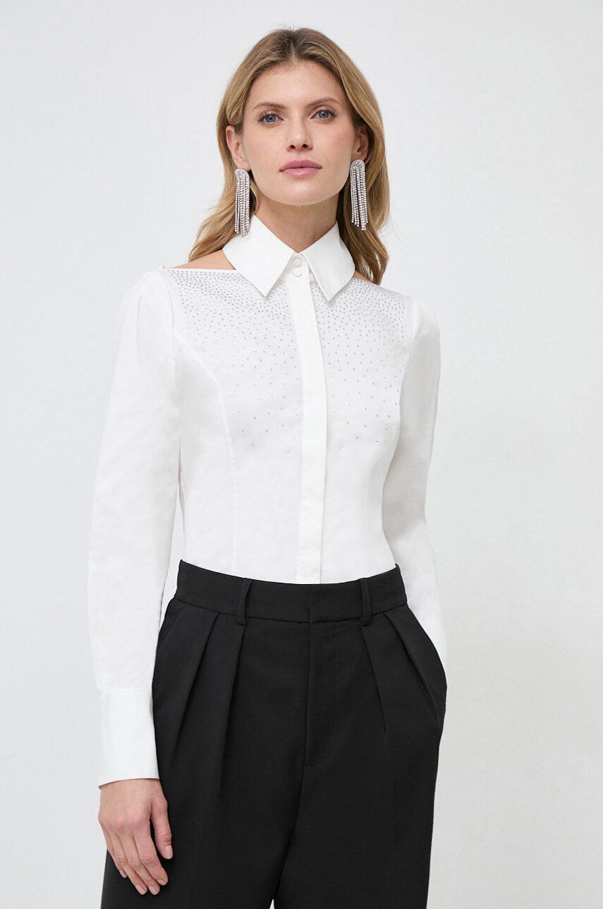 Levně Košile Karl Lagerfeld dámská, bílá barva, regular, s klasickým límcem