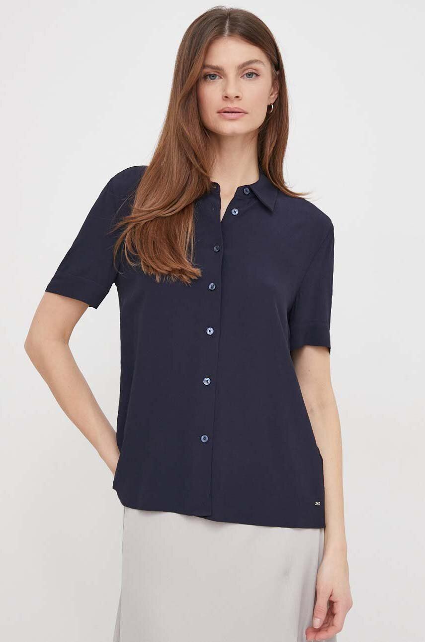 Levně Košile Tommy Hilfiger dámská, tmavomodrá barva, regular, s klasickým límcem, WW0WW41831