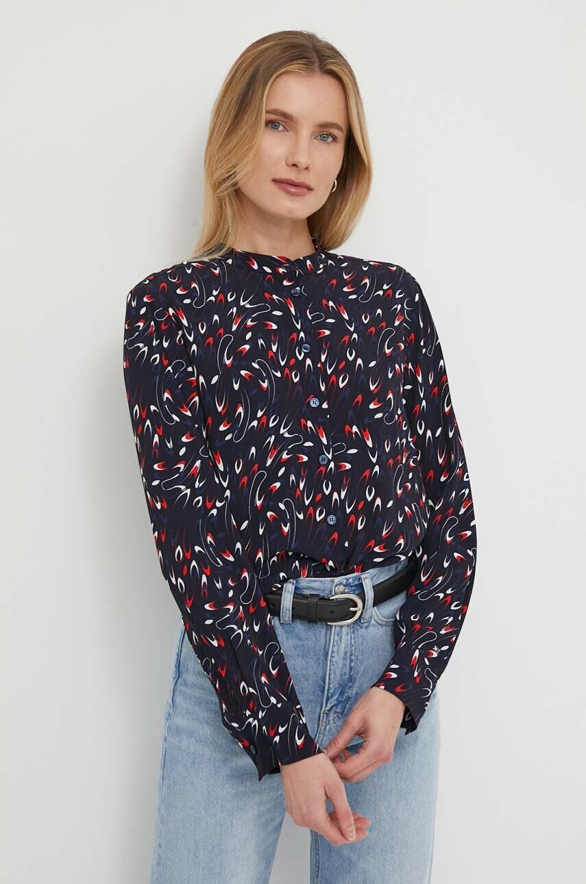 Levně Košile Tommy Hilfiger dámská, tmavomodrá barva, regular, WW0WW42448