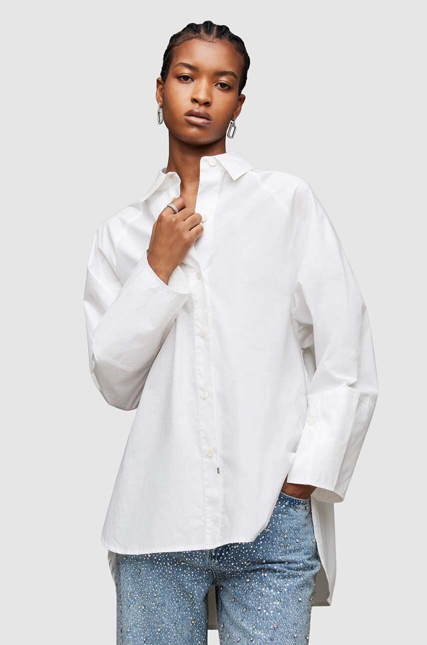 Levně Košile AllSaints Evie bílá barva, relaxed, s klasickým límcem