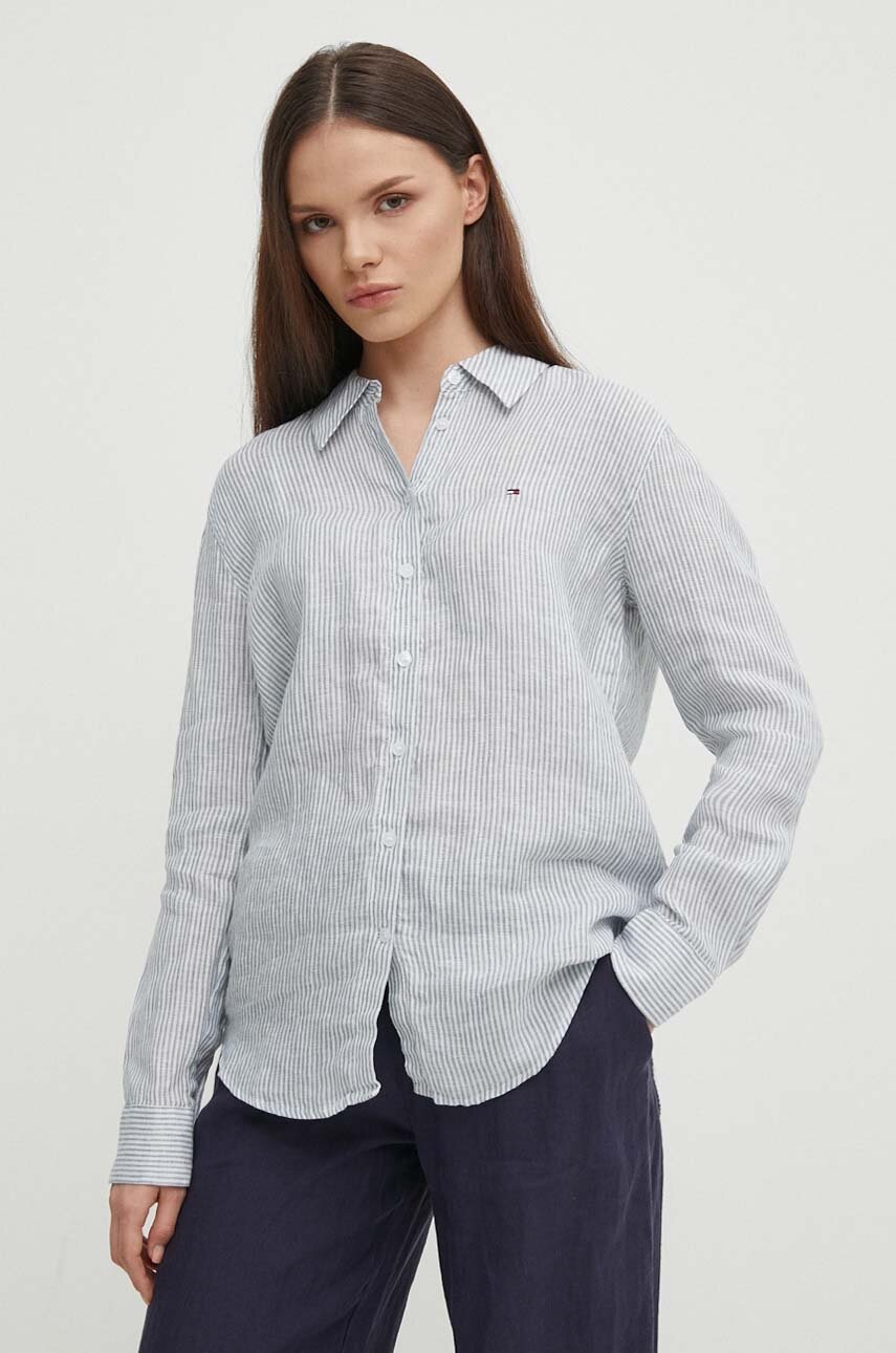 

Ленена риза Tommy Hilfiger в синьо със стандартна кройка с класическа яка WW0WW42036, Син